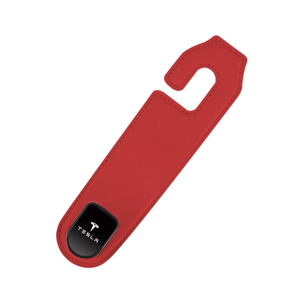 Car Sticker 2025 New Tesla Car Seat Back Hook Pu Leather Load-bearing Wear-resistant Hook Storage Hanger For Tesla Model 3 Roads