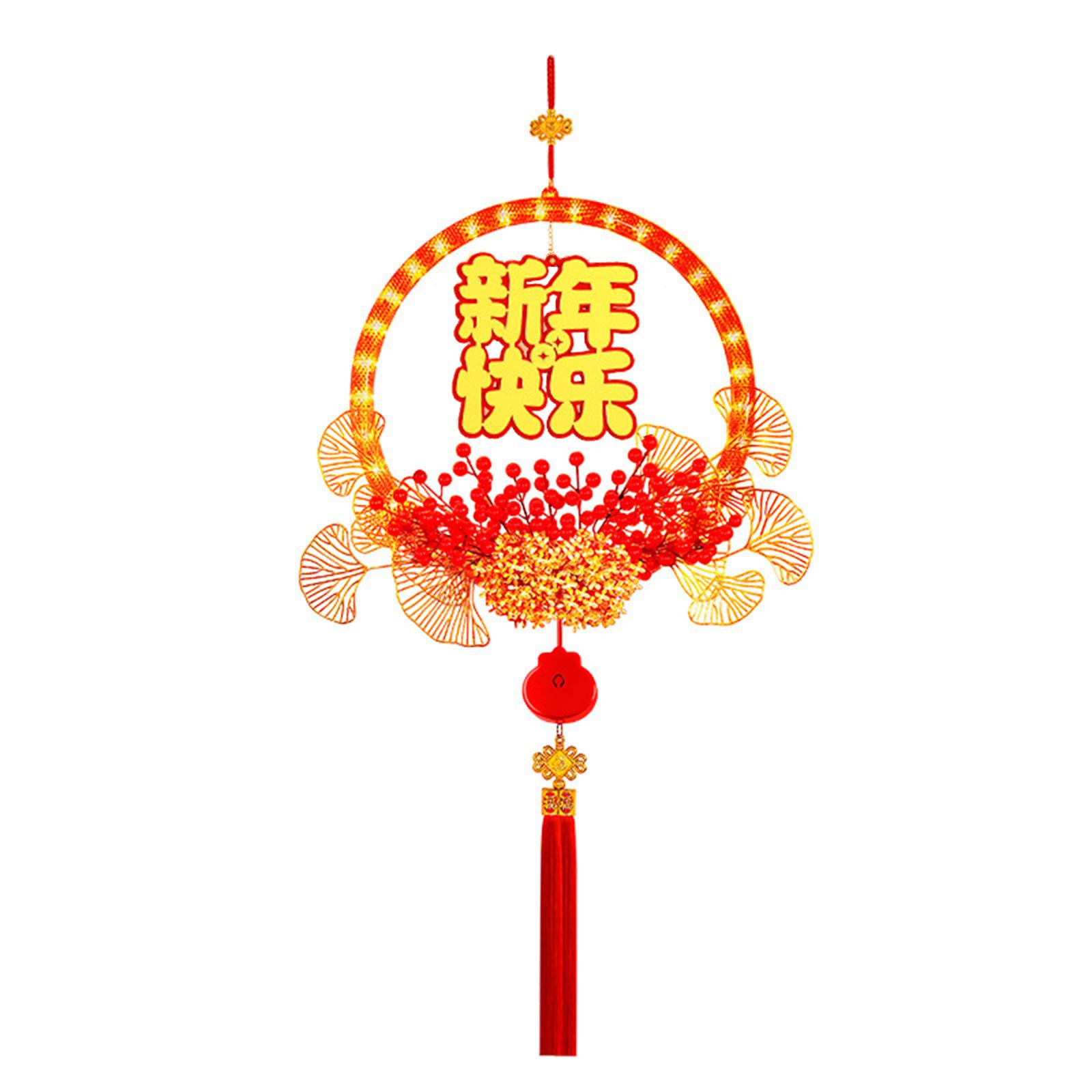 

Glowing Wreath Illuminated Decorative Pendant Chinese Hanging Tassels Ornament for Festival New Year Celebration S