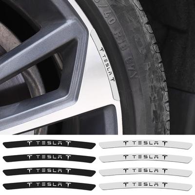 4Pc/set Aluminum Auto Racing Car Wheel Hub Sticker Rim Decal Badge For Model 3 Model S Model Y X Roadster Auto Accessories