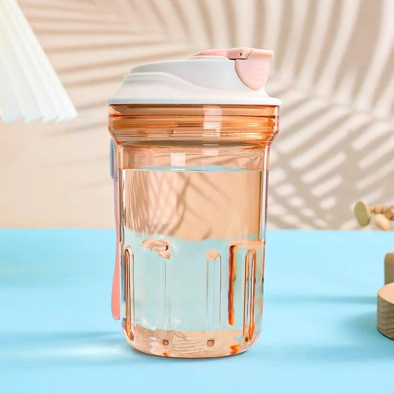 500ml šálek na kávu Plastová mini láhev na vodu Venkovní přenosný pohárek na pití do auta Průhledná nepropustná láhev na pití