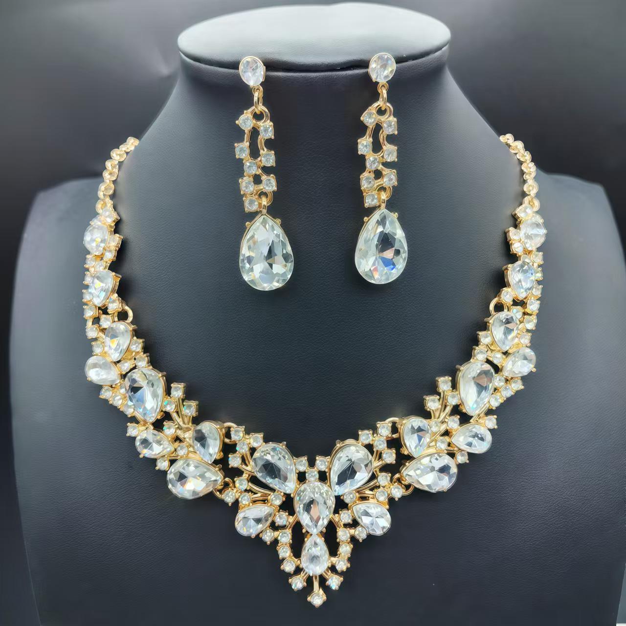 

Элегантный европейский и американский свадебный набор ожерелий - Свадебные ювелирные аксессуары из двух частей