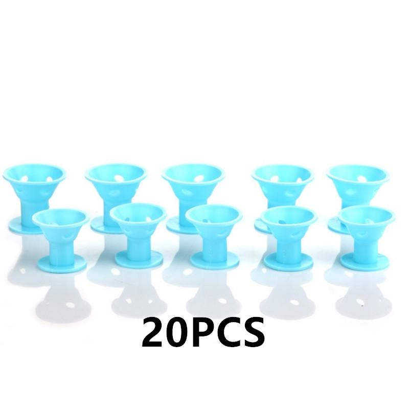 10/20PCS Pink Silicone Curlers Heatless Sleeping Bangs Roll Mushroom Bell Curlers Curly Hair Tubes For Women Girls Hair Curler