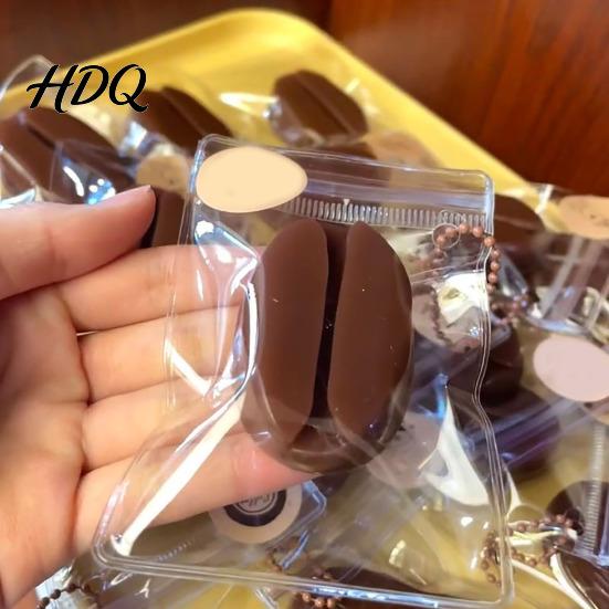 Bag Pendant Stress Toy Squeeze Realistic Food Healing Sensory Slow Rebound Coffee Fidget Bean Shape Decompression Tool Portable Keychain