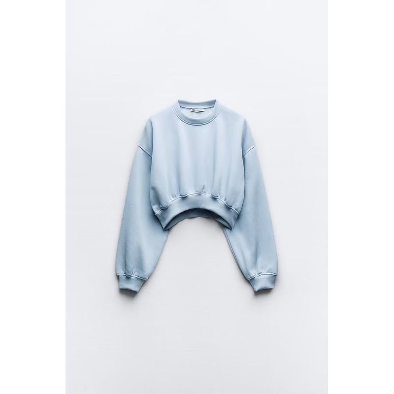 

Niche Style Sports Running Loose Tappered Casual Short Sweatshirt Moonlight Blue Sweatshirt(High quality) M