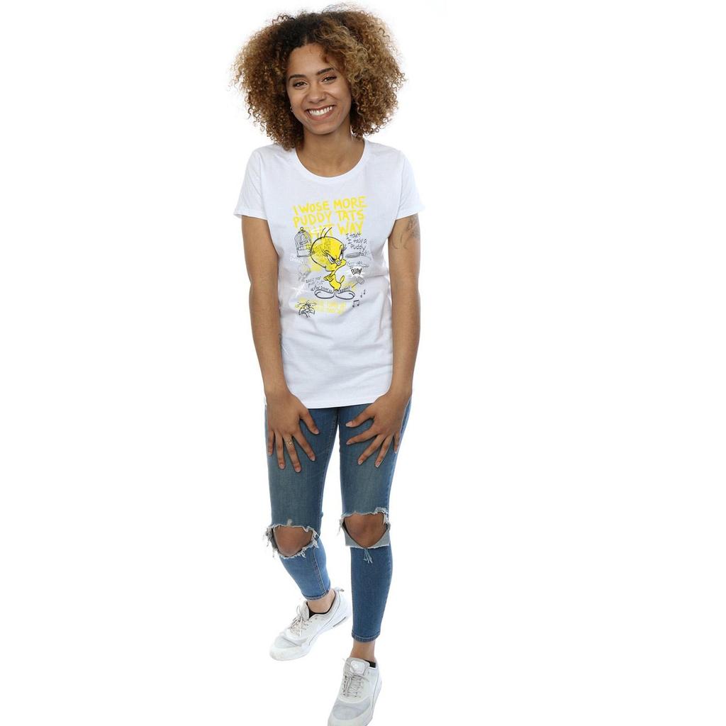 Looney Tunes Damen/Damen More Puddy Tats Tweety Baumwoll-T-Shirt