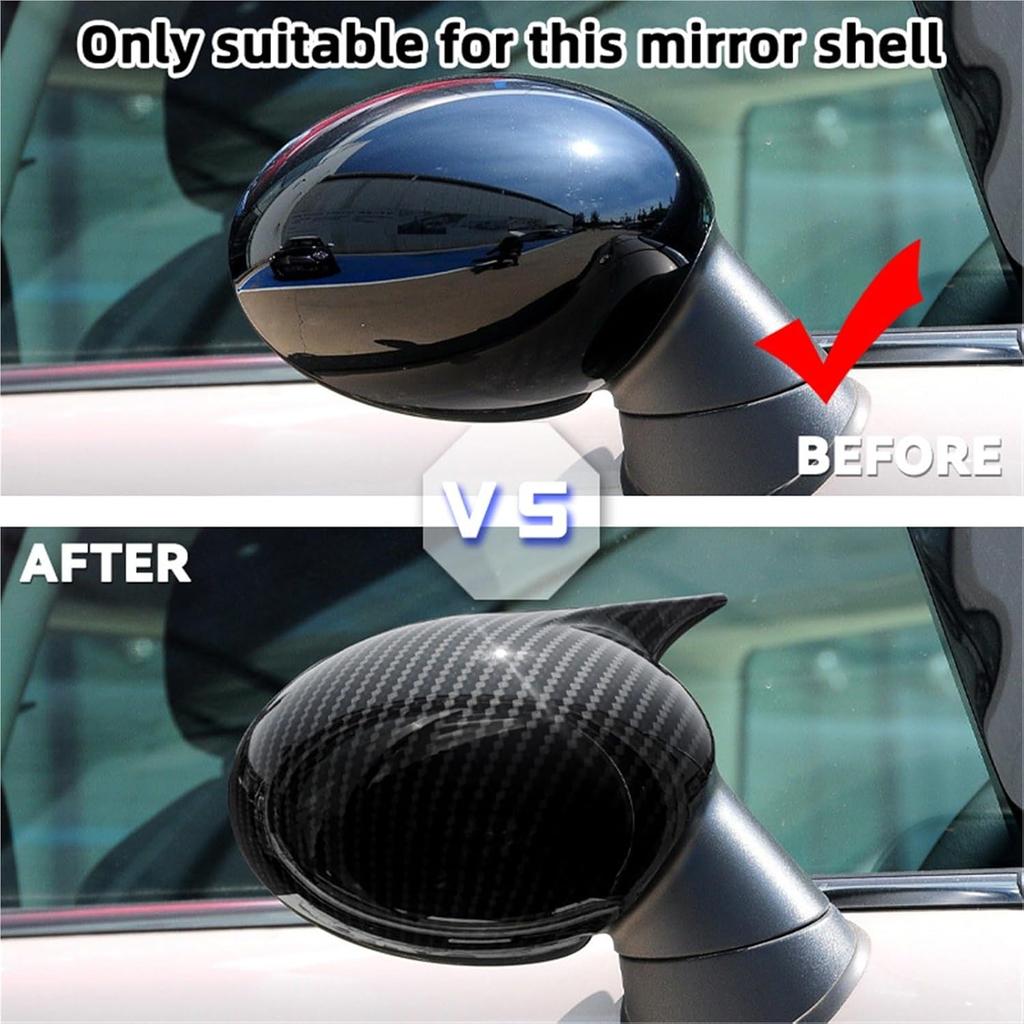Rearview Mirror Caps Cover Glossy Black Sticking Compatible With BMW/MINI COOPER R55 R56 R57 R58 R60(Gloss Blcak)