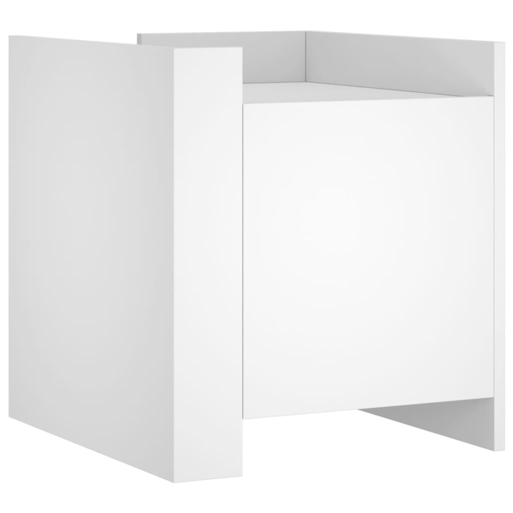 Vidaxl Bedside Table, White, 45X50X50 Cm, Wood-Based Material