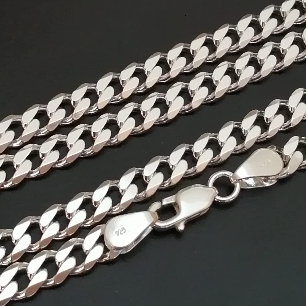 Thick Cuban Link 925 Sterling Silver Silver Simple and Cool Cuban Link Chain Silver Cuban Link Only [100-point Market] Necklace, Chain, Men's