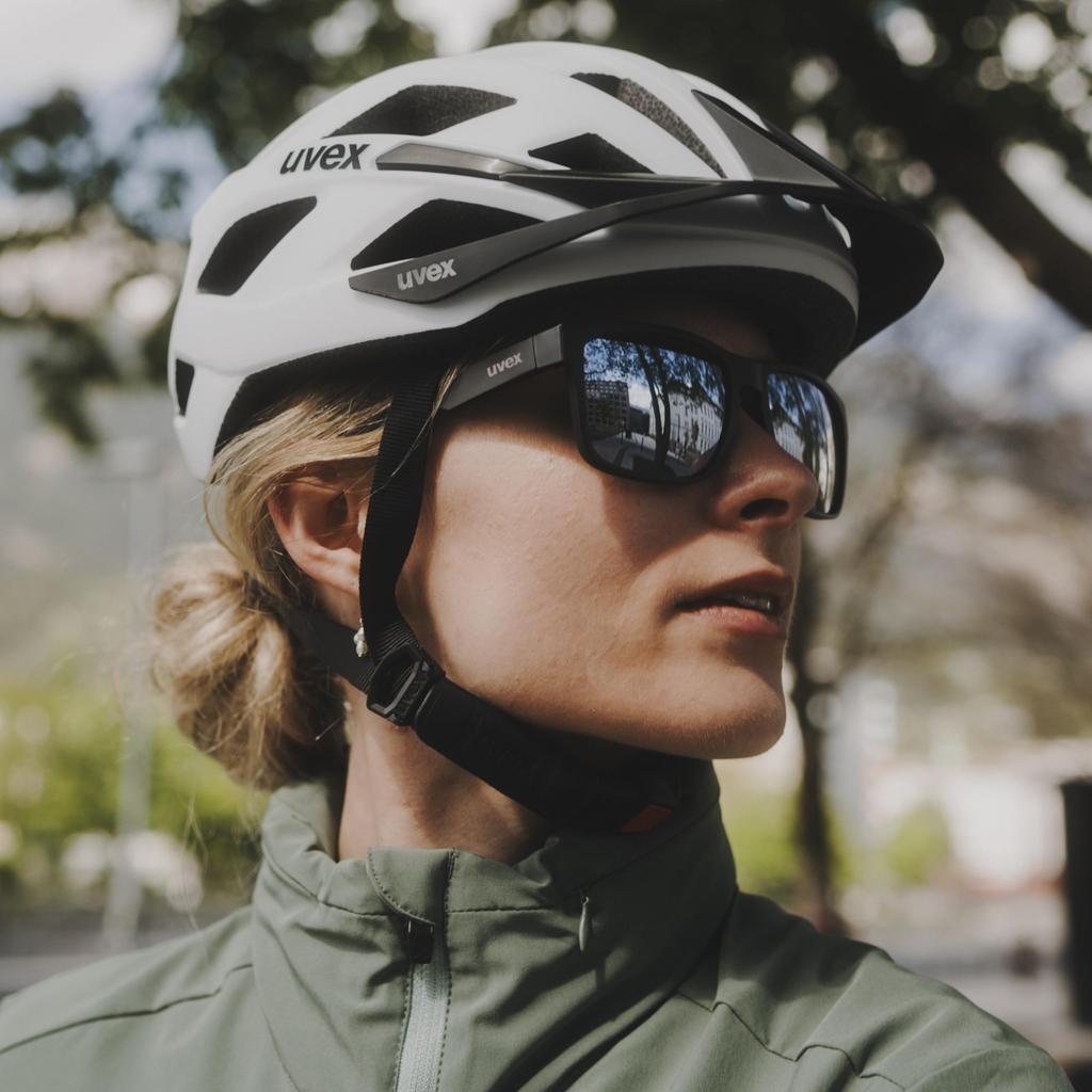 Sunglasses UV400 Driving Golf Hiking Outdoor Mirror Lens Stylish Lightweight Poise Black Matte [Uvex] (Silver)