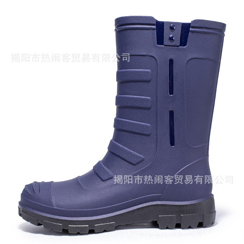 Jundeng medium tube British men's rain boots outdoor trend foot cover men's waterproof boots cowboy medium tube boots travel replacement rubber shoes