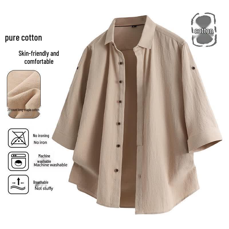 MEDE Men s Versatile Loose-Fit Pure Cotton Short-Sleeve Shirt 4XL