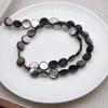 1 Strang, Schwarze Naturmuschelperlen, Dunkler Stil Handgefertigte Runde Lose Distanzperlen, 10×10mm, zur Schmuckherstellung DIY Halsketten, Armbänder Zubehör 38cm