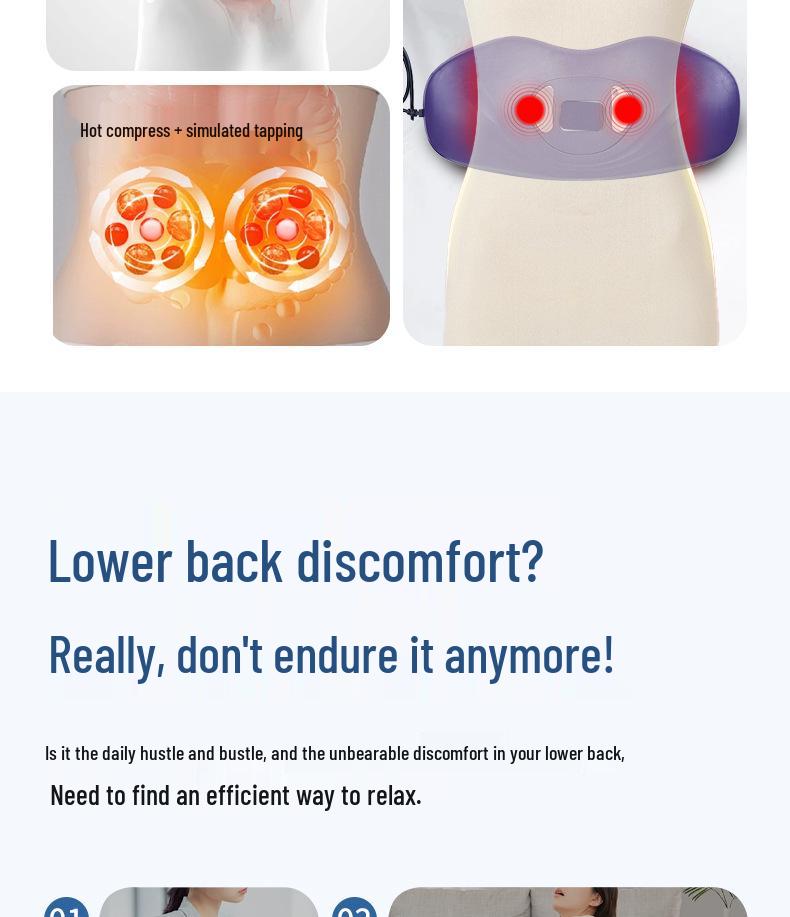 Portable Electric Lumbar Massager with Traction, Heating & Percussion