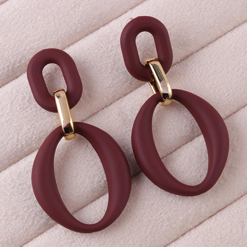Pinkdudu Chain Link Acrylic Stud Earrings Painted Geometric Round Exaggerated Drop Earring Minimalist Dangle Earring PD2231