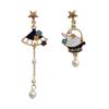 S925 Sterling Silver Asymmetric White Rabbit Stud Earrings with Tassel Chain