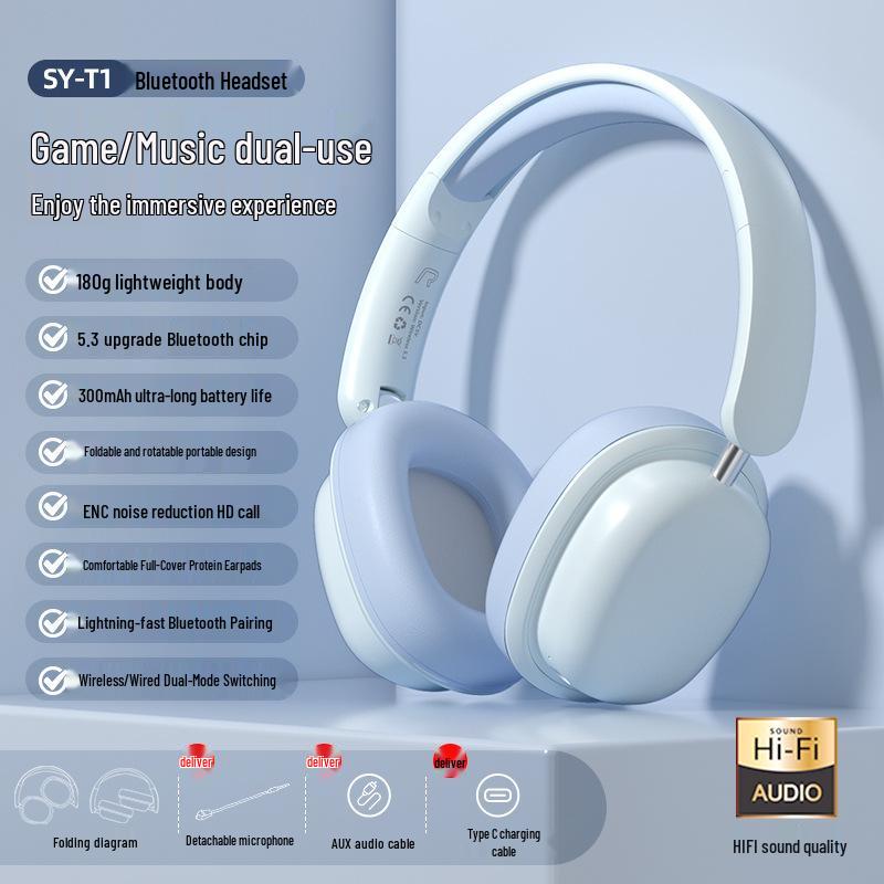 New Hot-Selling Over-Ear Bluetooth Gaming Headphones with Microphone and Large Battery