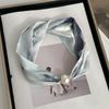 Silk scarf long strip high-end spring and summer new versatile pearl necklace neck chain scarf magnetic buckle silk scarf