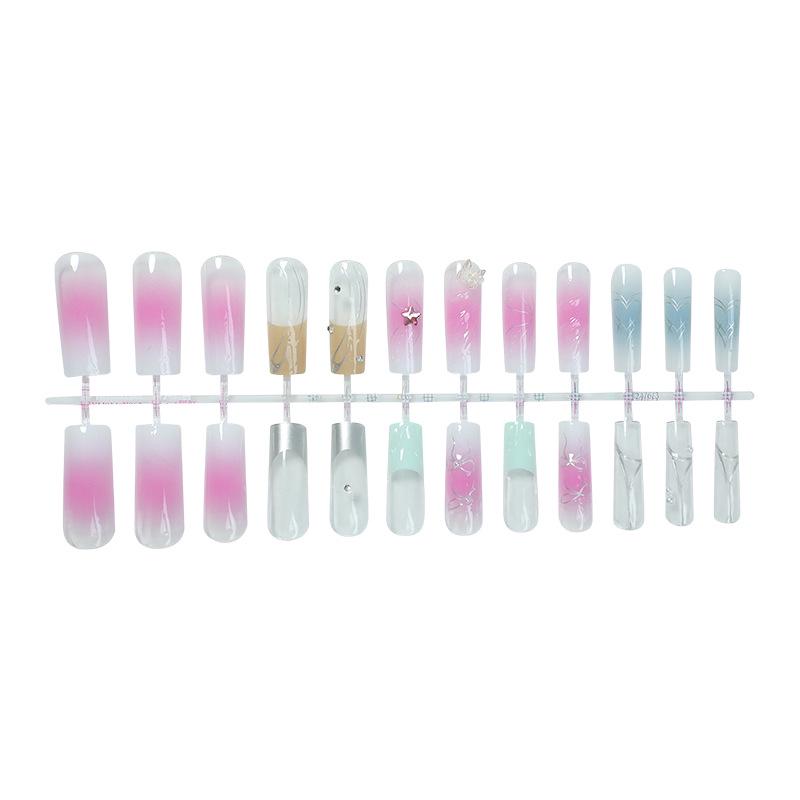 

French 3D Epoxy Colorful Wearable Ombre Rhinestone Nail Art Tips