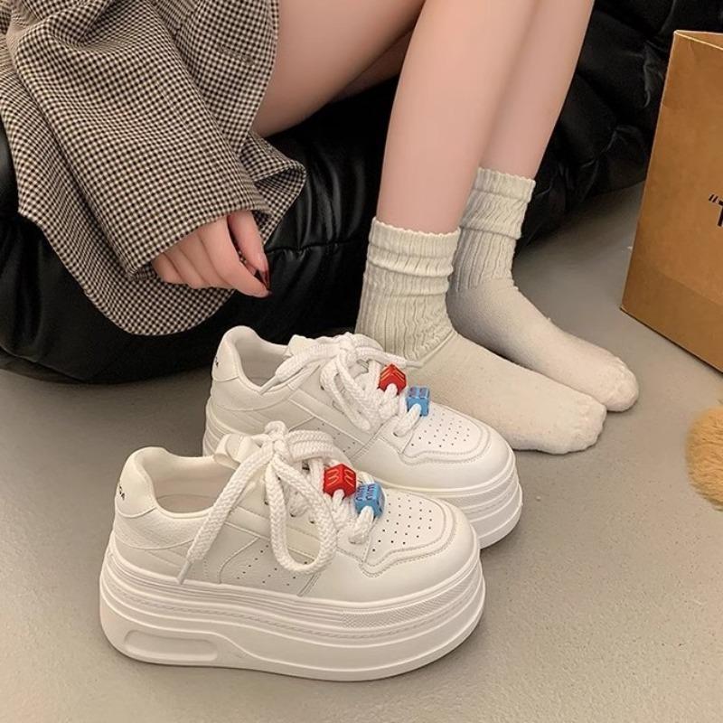 Platform White Shoes Women's Spring and Summer New Small Height Increase Muffin Versatile Casual Sports Board Shoes