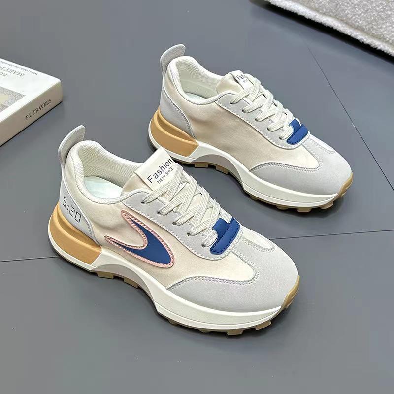 Couple Men Women Chunky Sneaker Running Shoes Fashion Casual Leather Fabric Breathable Height Increased Platform Sports Shoes