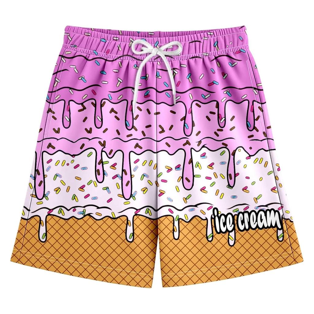 Children's Casual Floral Ice Cream Printed Shorts Drawstring Beach Pants