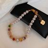 Ornaments Rainbow Rhinestone Bracelet Luxury Colored Zircon Bracelet Pearl Crystal Bracelet  Gifts