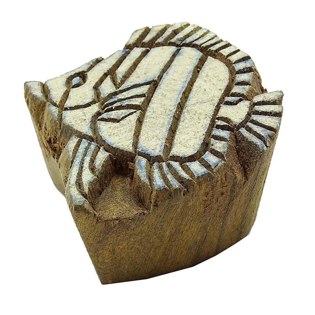 Hand Carved Brown Textile Wooden Fish Stamp Decorative Blockprint