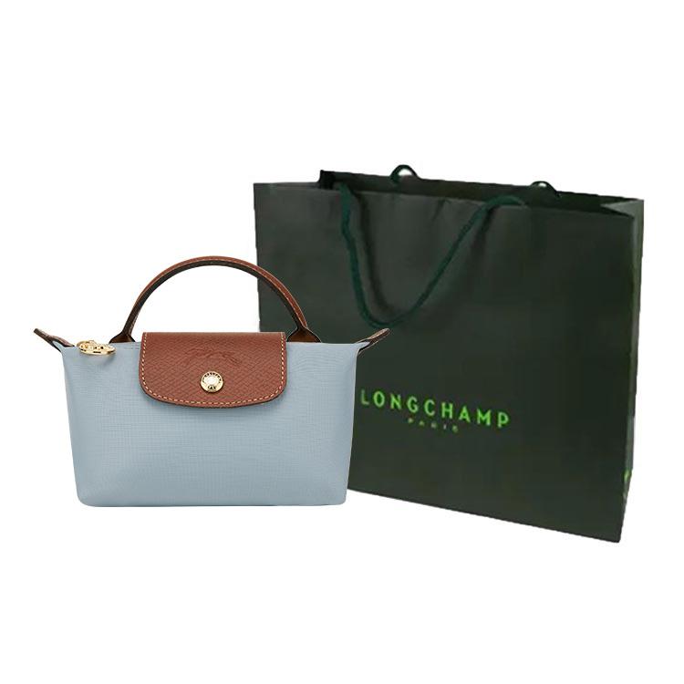 Longchamp Le Pliage Pohodlné zapínání na patent Recyklovaná polyamidová plátěná taška Tote Bag Dámské tote tašky Modrá Hnědá 34175089P80