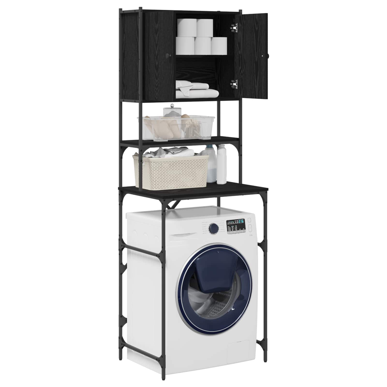 Washing Machine Cabinet in Black 0ak