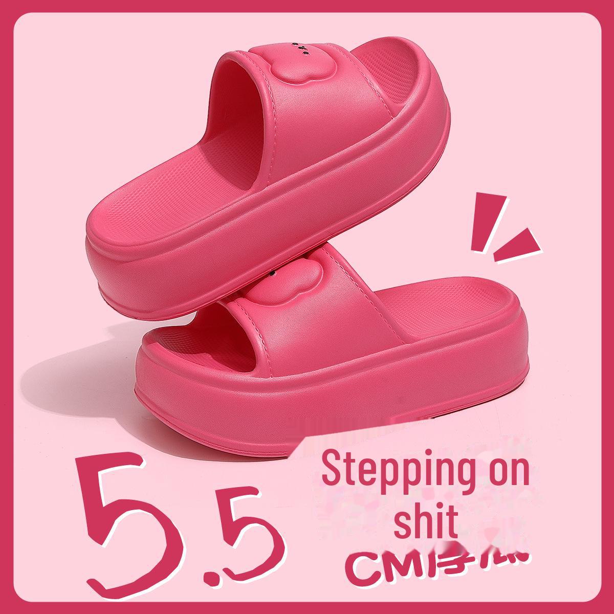 

Женские тапочки из ЭВА на толстой подошве с милым дизайном в виде медведя, нескользящие летние сандалии для улицы и дома 37-38 розы красного