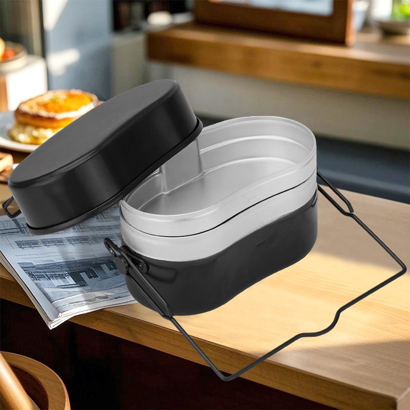 Outdoor CampingMessKit Multifunction Proper Size Aluminium Alloy PortableMilitary  Mess Kit for Camping Hiking Outdoor Cooking