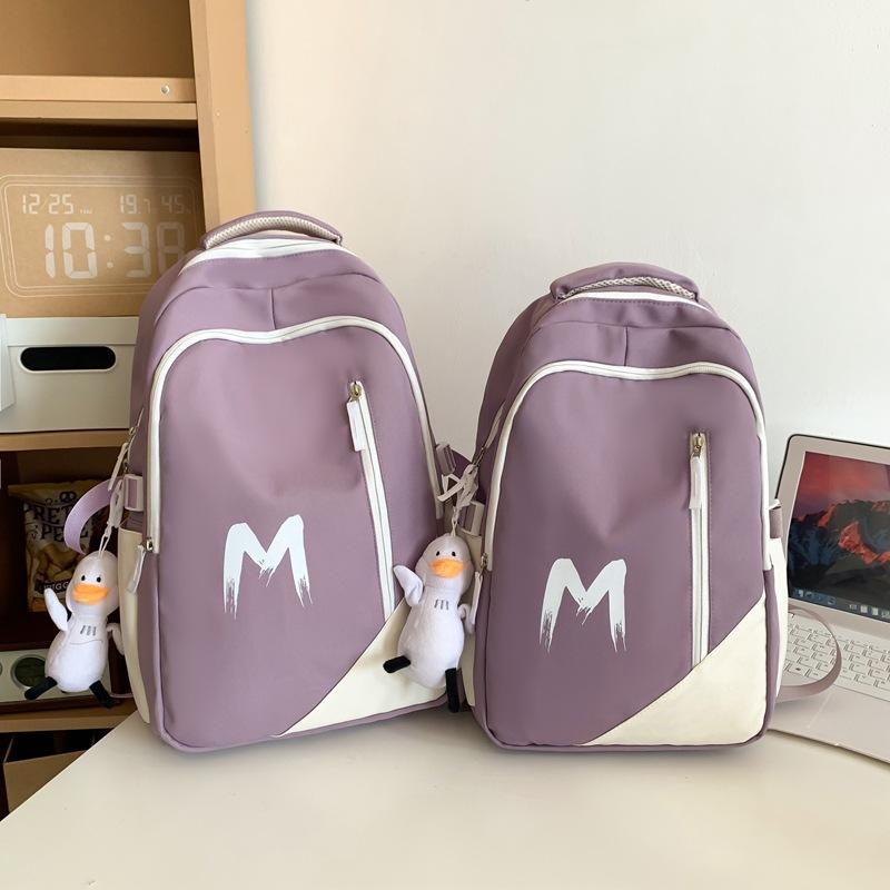 Schoolbag Anti-splashing schoolbag Student high-value backpack Couple Japanese simple fashion versatile large-capacity nylon backpack
