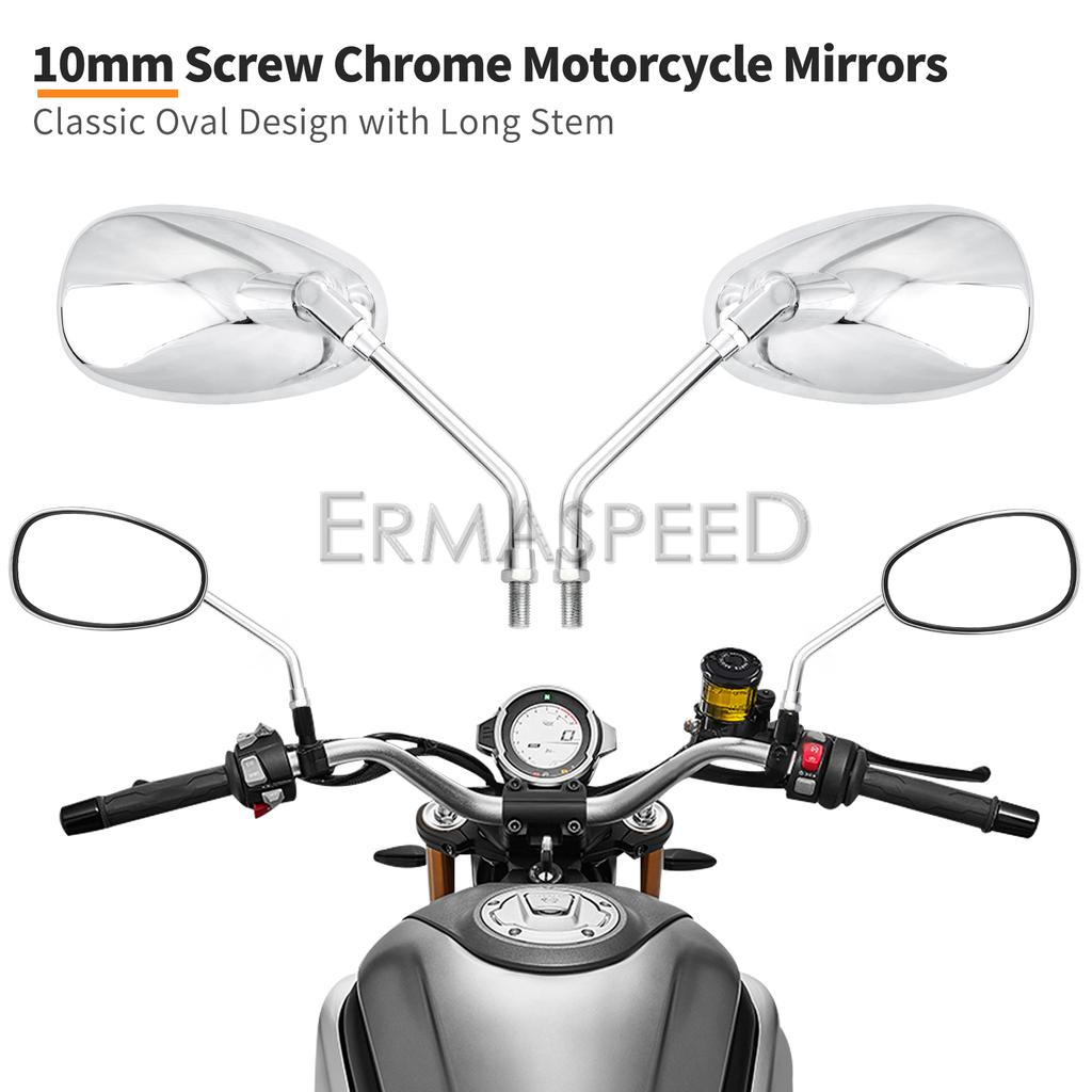 A-Pro Mirrors Rearview Custom Style Motorcycle Chrome Handlebar Motorbike