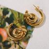 LNCHRAN 304 Stainless Steel C-Shaped Knot Stud Earrings