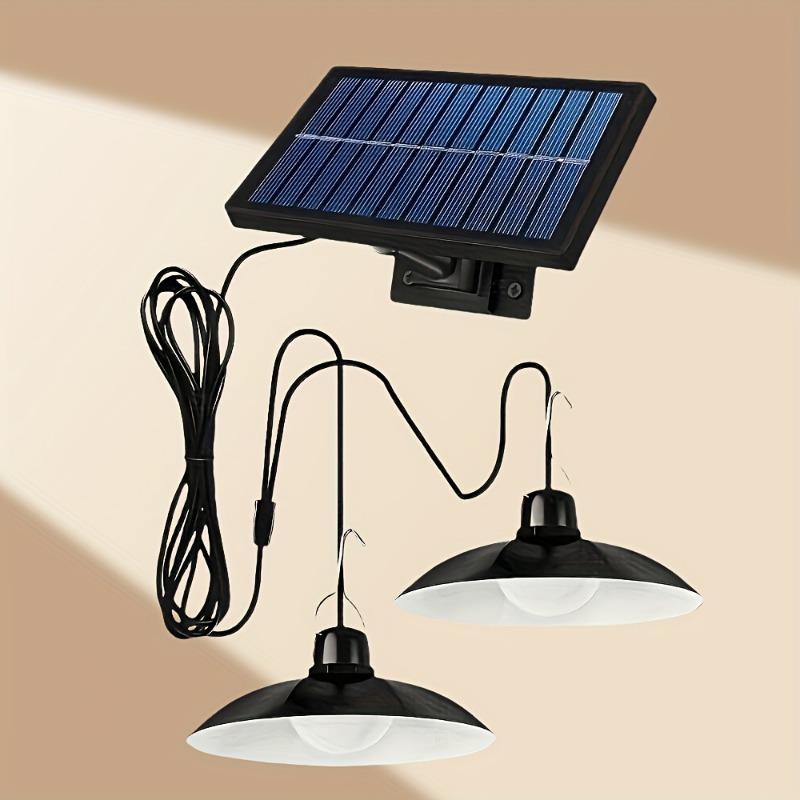 1SET Solar LED Chandelier, Single or Double Head Outdoor Chandelier, IP65 Protection Rating Camping Decorative LED Bulb
