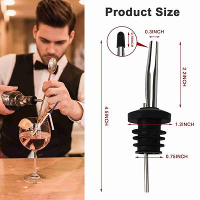 Liquor Bottle Pourers Stainless Steel Liquor Bottle Pourers with Rubber Dust Cap Bar Accessories