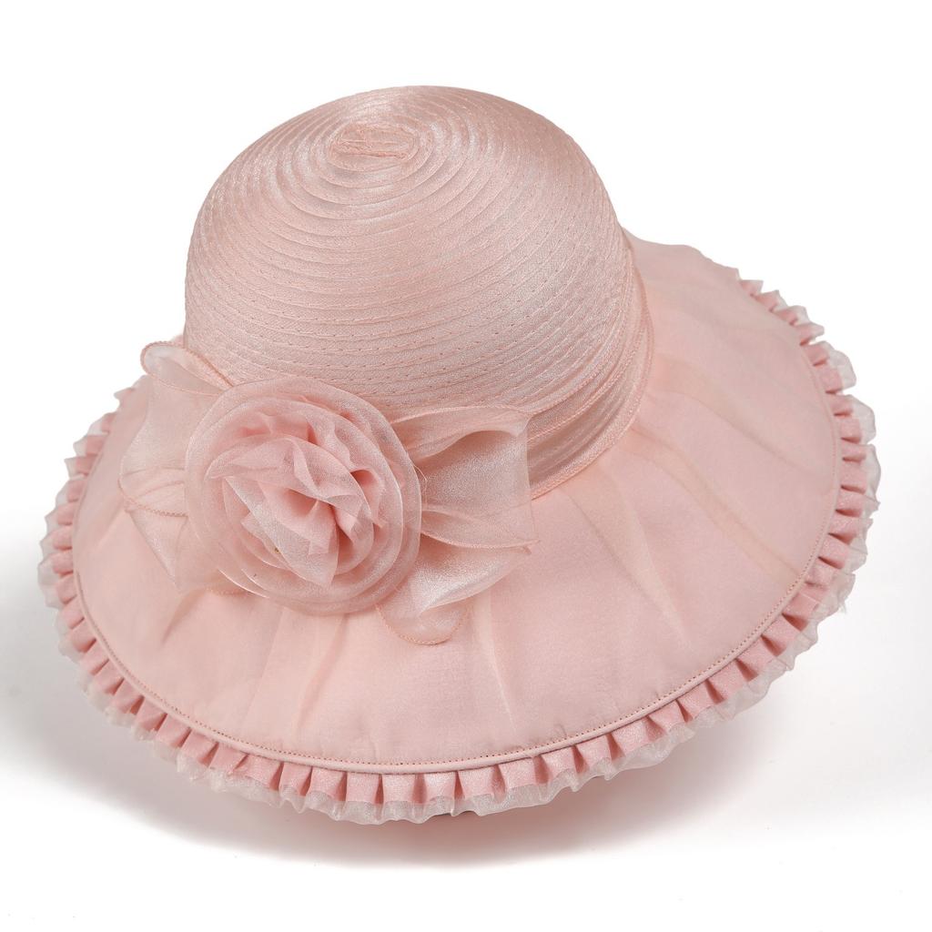 Spring and Summer New Flower Mesh Big Eaves Sunscreen Hat Women's Organza Sunshade Breathable Anti-ultraviolet Bucket Hat