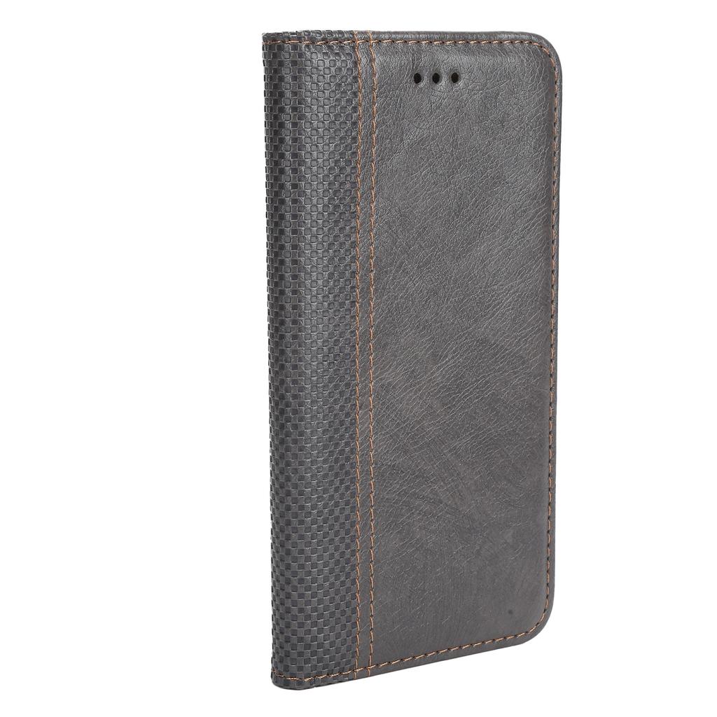 Magnetic Mobile Phone PU Leather Flip Cover Case for IPhone 12 12Pro with Grid Pattern