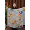 180 * 90 High-End Single-Sided Cut Dill Long Shawl Retro Chinese Style Ancient Charm Elegant Silk Scarf Dunhuang