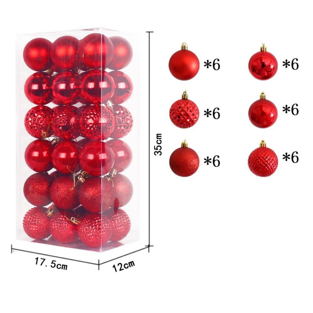 36pcs 6cm Christmas Tree Decoration Pendant Shatterproof Hanging Ornament  Wedding