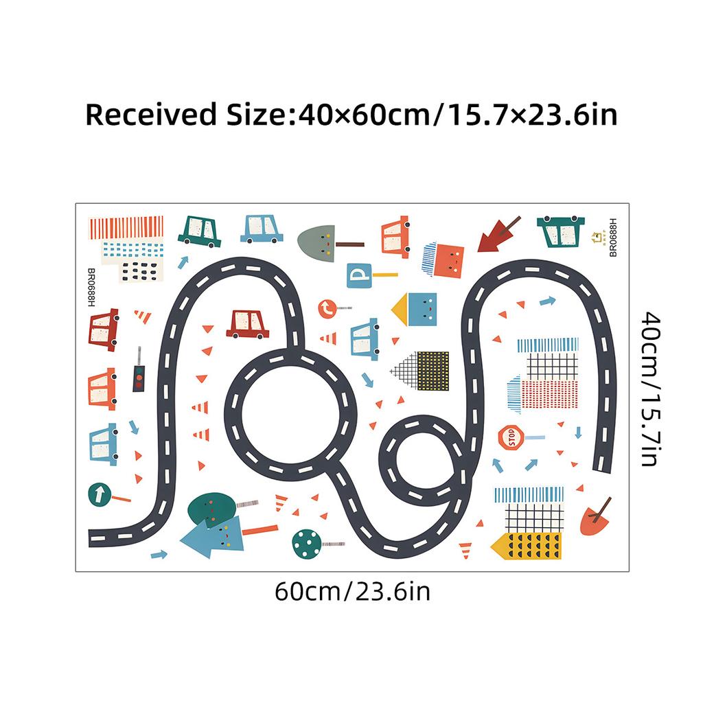 Cartoon Wall Stickers For Boys Room Decoration Traffic Track Cars Truck Tractor Bulldozer Wall Decals For Bedroom Nursery Room