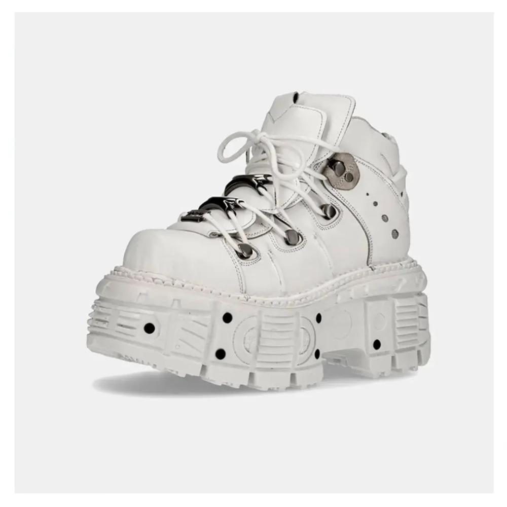 Fashion Shoes Cswo01 Women's Spanish Tide Platform Thick Bottom Punk Metal Height-Increasing Leather Small Rock Tie Rivet Shoes Cm
