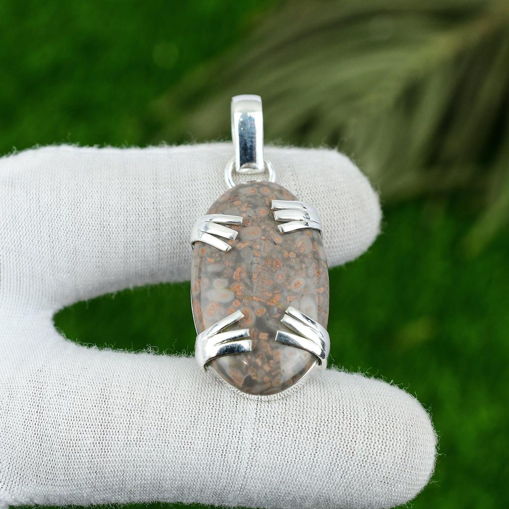 Natural Sunflower Blister Gemstone Pendant 925 Sterling Silver Jewelry For Women