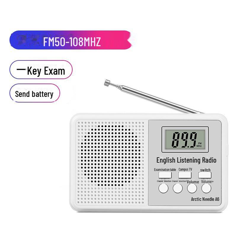 

FM-радио для аудирования по английскому языку в колледже: Специализированный приемник для уровней 4 и 6 иностранного языка Classic + Free Battery белый