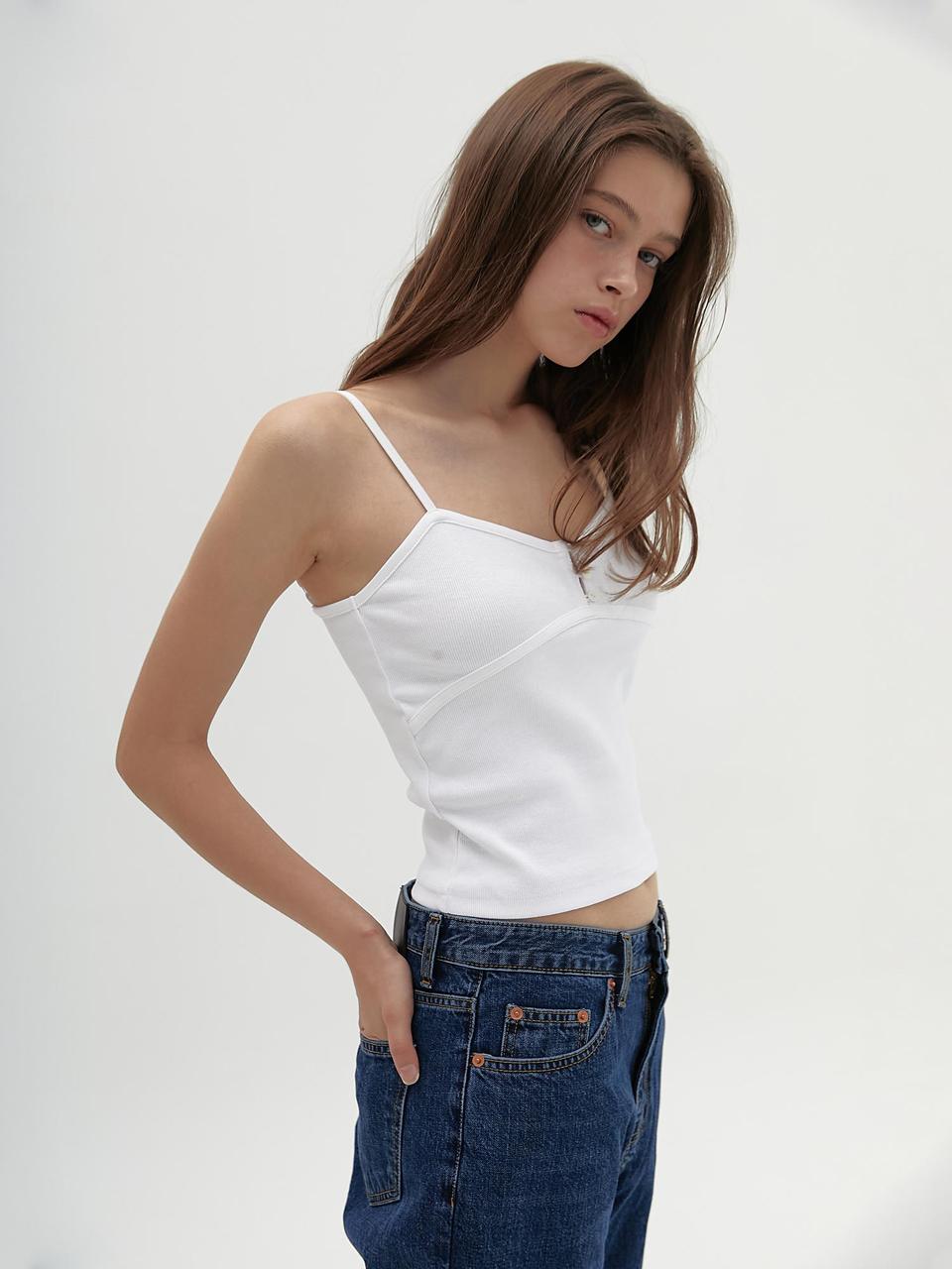 Heatherment Binding Button Camisole (White) Os