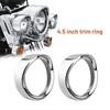 For Harley Touring Road King Electra Glide Softail FLD/FLH Motorcycle Headlight Trim 7" Ring Bezel 4.5" LED Fog Light