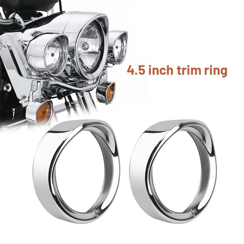 For Harley Touring Road King Electra Glide Softail FLD/FLH Motorcycle Headlight Trim 7" Ring Bezel 4.5" LED Fog Light