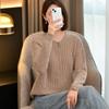 2025 Women's Thickened Wool Cardigan: Round Neck, Slimming, Warm Knit Sweater for Spring/Autumn