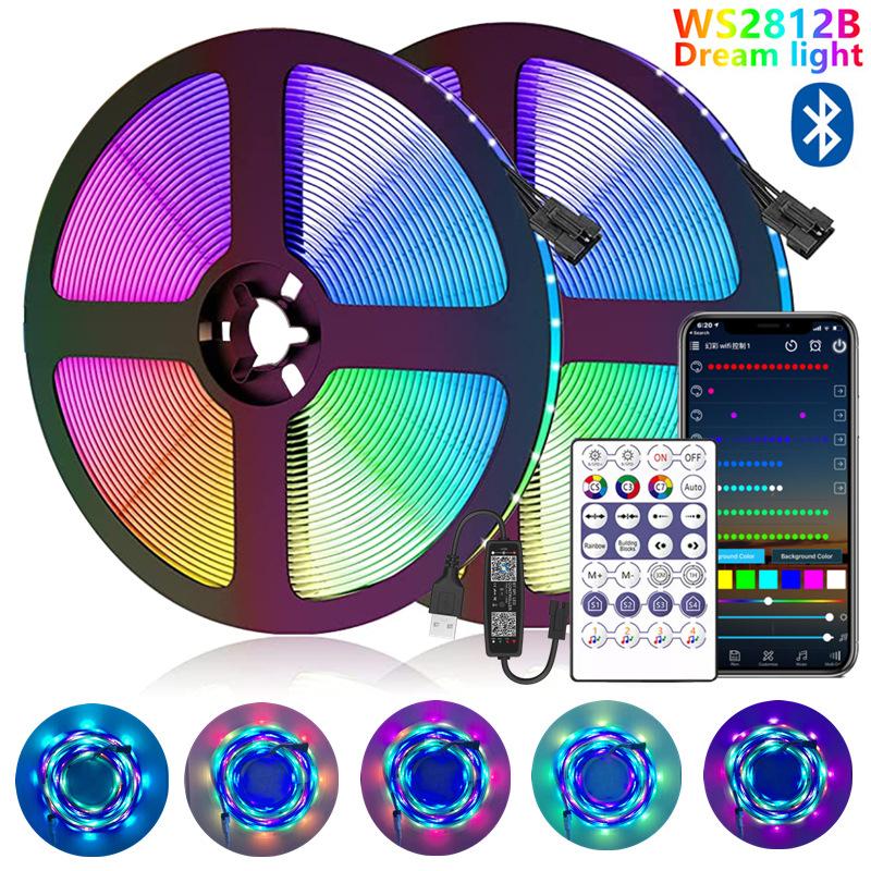 

Подсветка телевизора Vogue ws2812b magic color 5V украшение комнаты RGB Bluetooth вспышка меняющая цвет USB световая полоса управление через приложение для телефона 1m разноцветные