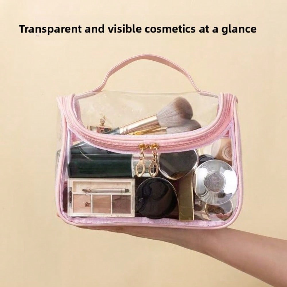New transparent mesh makeup bag, travel waterproof toiletry bag, large capacity INS style storage bag, hand-to-carry